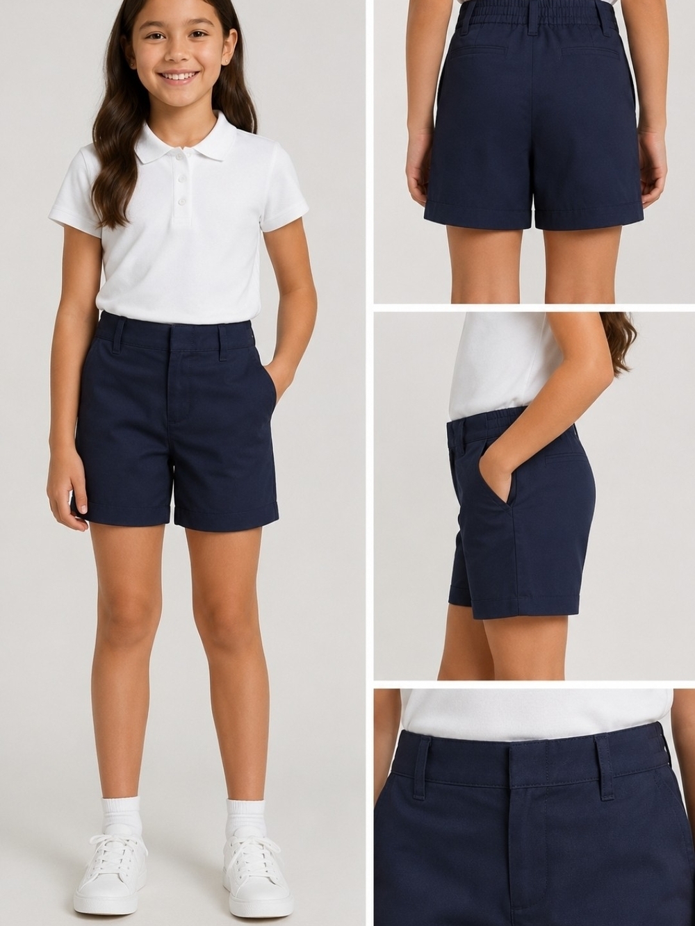 K12 Gear Girls Uniform Shorts Size 6 Navy Blue NWT School Stretch Pull-On